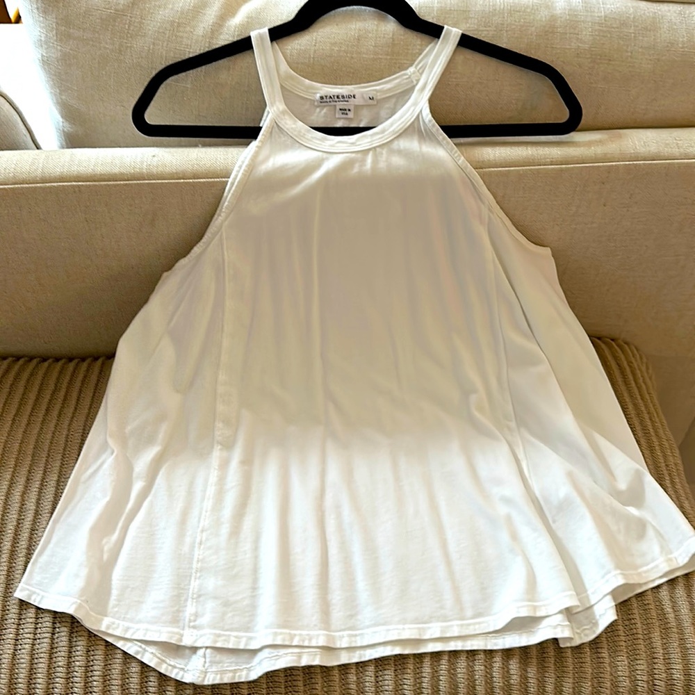 Stateside swing halter tank in white